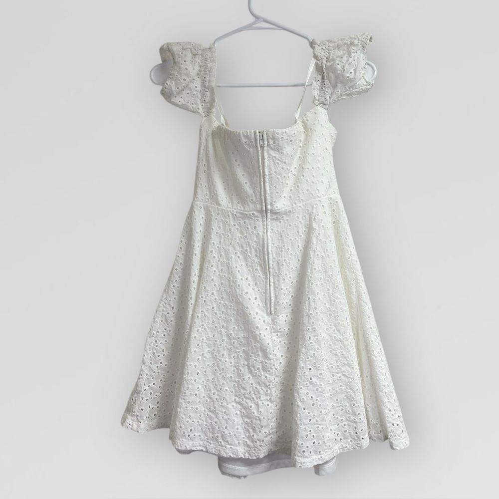 City Studio White Eyelet Off the Shoulder Milkmaid Dress, sz 3 Juniors. Lace up - Picture 6 of 16